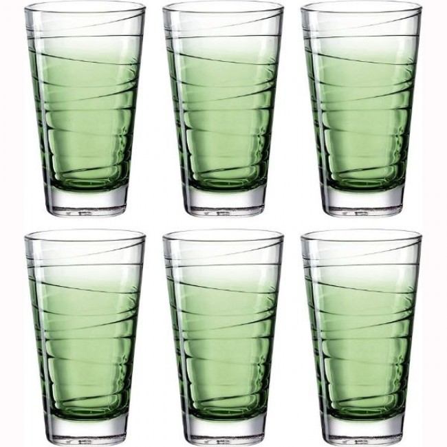 Verre à eau forme haute motifs rayures vert 28cl - Lot de 6 - Vario Struttura - Leonardo