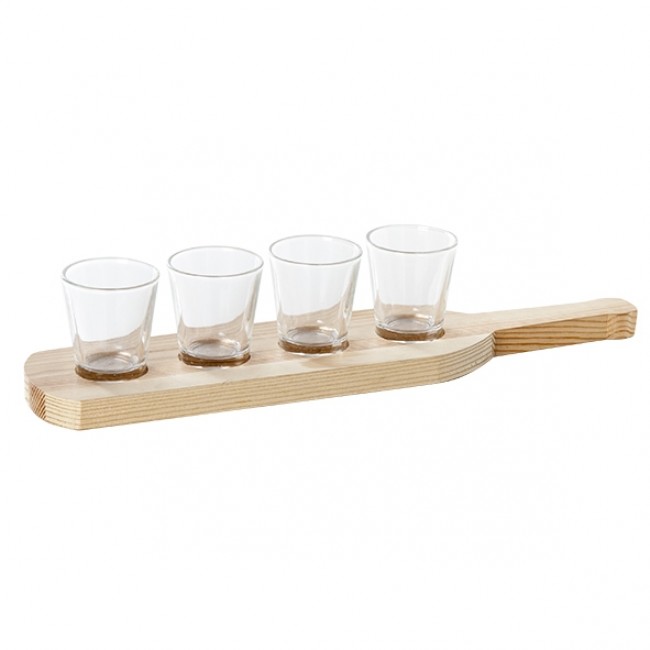 4 verrines 5cl sur planche de service en bois 35 X 7,5 X 2cm - Cosy & Trendy