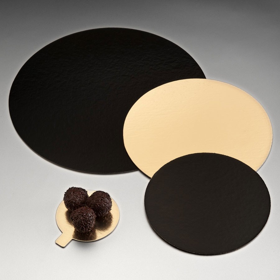 Carton rond or et noir pour pâtisserie - 18cm - Lot de 100- Carton