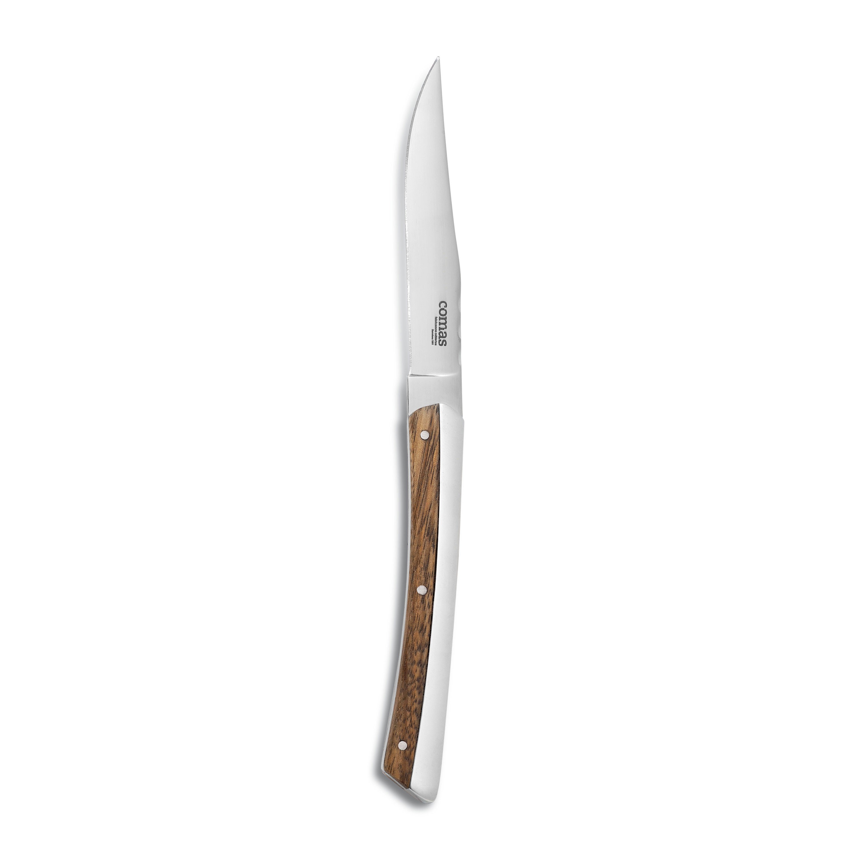 Couteau à steak inox 22.5 cm manche orné bois - Lot de 6 - K2 Bois - Comas