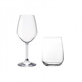 Duo 4 verres à vin à pied et 4 verres à eau forme basse - lot de 8