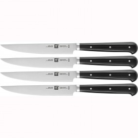 Couteau à steak lame lisse 12,5cm - manche noir - Set de 4