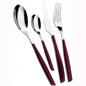 Ménagère 24 pièces rouge grenade en inox 18/10 - 2.5mm