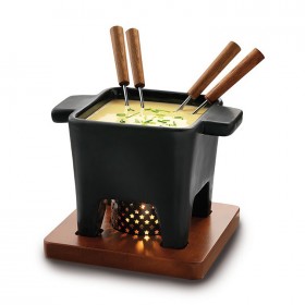 Mini appareil à fondue savoyarde noire 40cl en grès
