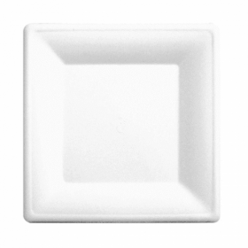 Assiette carrée jetable bionic en cellulose couleur blanche 20x20x1 cm - Lot de 50