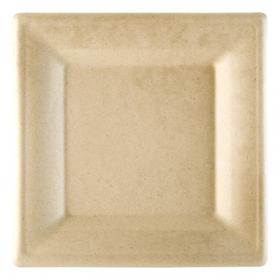 Assiette carrée jetable bionic en cellulose couleur naturelle 20x20x1 cm - Lot de 50