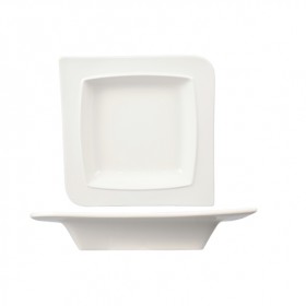 Assiette creuse carrée en porcelaine 19cm blanche - Lot de 6