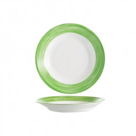 Assiette creuse ronde blanc/vert 22.5cm - Lot de 6