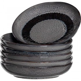 Assiette creuse ronde céramique 20,7cm gris - Lot de 6