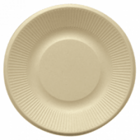 Assiette jetable bionic en cellulose couleur naturelle Ø 21x1,8 cm - Lot de 50