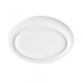 Assiette plate ovale 28x21cm en porcelaine blanche