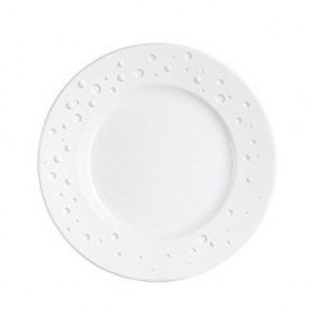 Assiette plate blanche avec motif goutte d'eau 28.5cm en porcelaine