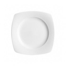 Assiette plate carrée 15cm en porcelaine blanche reliefs lignes droites et épurées