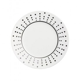 Assiette plate ronde 17,5cm en porcelaine motifs carrés noirs