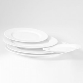 Assiette plate ronde blanche 31,5cm en porcelaine - Lot de 3