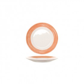 Assiette plate ronde blanc/orange 19cm - Lot de 6