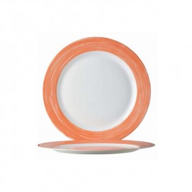Assiette plate ronde blanc/orange 15.5cm - Lot de 6