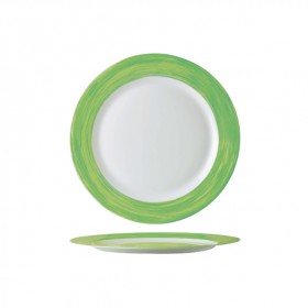 Assiette plate ronde blanche/verte 19cm - Lot de 6
