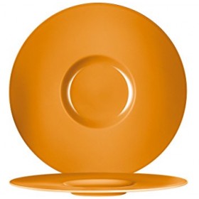Assiette plate ronde en porcelaine caramel 31cm