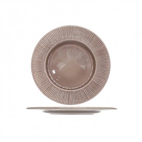 Assiette plate ronde taupe patine 28cm - A l'unité
