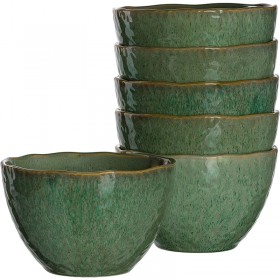 Bol rond céramique 15,3cm vert - Lot de 6