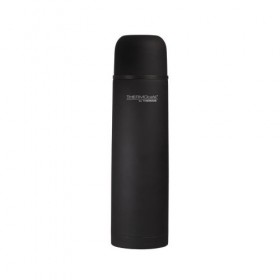 Bouteille isotherme inox 1L caoutchouc noir