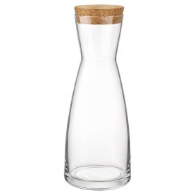 Carafe en verre transparent avec bouchon en liège 1 L