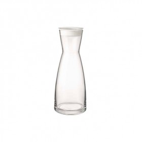 Carafe en verre transparent 1L avec couvercle plastique blanc