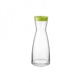 Carafe en verre transparent 1L avec couvercle plastique vert