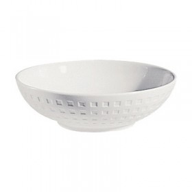 Coupelle ronde 12,5cm en porcelaine blanche 25cl reliefs géométriques mini-carrés