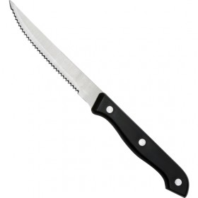 Couteau à steak manche noir en inox finition miroir 23.2cm - Lot de 12