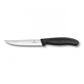 Couteau à steak lame dentée 12cm manche synthétique noir