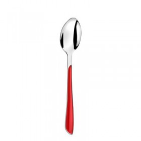 Cuillère de table rouge en inox 18/0 2mm - Lot de 6 