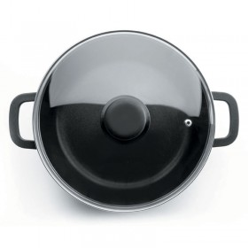 Faitout rond induction en fonte d'aluminium avec couvercle en verre - Ø 28 cm