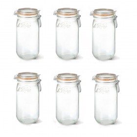 Lot de 6 bocaux hermétiques en verre 1,5L joint 85mm