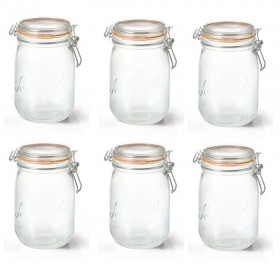 Lot de 6 bocaux hermétiques en verre 1L joint 85mm