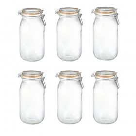 Lot de 6 bocaux hermétiques en verre 2L joint 85mm