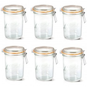 Lot de 6 terrines hermétiques en verre 1000g joint 100mm