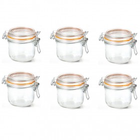 Lot de 6 terrines hermétiques en verre 200g joint 70mm
