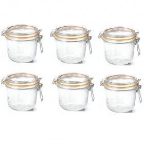 Lot de 6 terrines hermétiques en verre 500g joint 100mm