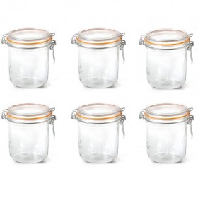 Lot de 6 terrines hermétiques en verre 750g joint 100mm