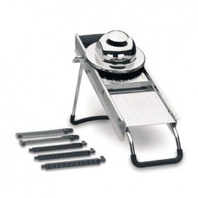 Mandoline inox luxe avec chariot protecteur - 5 lames 8 fonctions