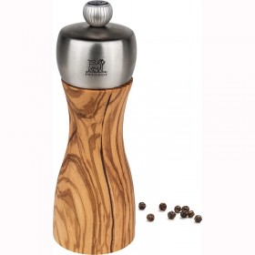 Moulin à poivre en bois d'olivier et inox 15cm