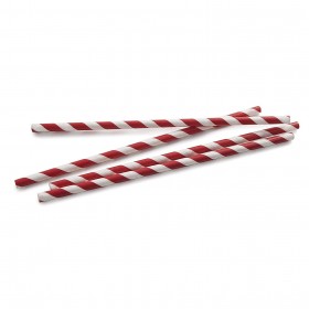Pailles papier biodégradable jetables rouge blanc - Lot de 50