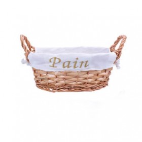 Panier rond paille marron clair tissu 25 x 8.5 cm 