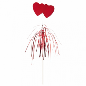 Piques décoration glaces et cocktails "coeurs rouges" 15 cm assorties bois - Lot de 100