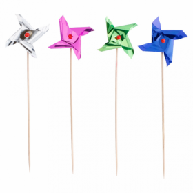 Piques décoratives glaces cocktails décor moulin à vent 15 cm bois - Lot de 100