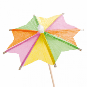 Piques décors glaces ombrelle 8 x 10 cm assorties bois - Lot de 144