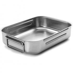 Plat à gratin à anse rectangulaire acier inoxydable 45 x 32 x 9 cm