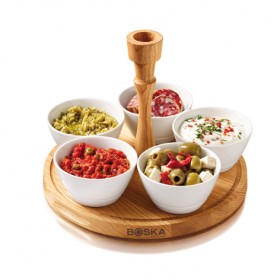 Plateau à aperitifs en bois de chêne - "Chip & Dip"
